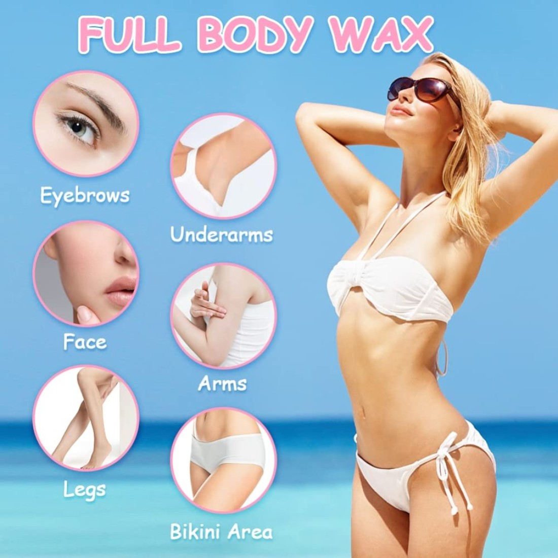 Hard Wax Beads Professional Wax Beads for Hair Removal 400g Hair Wax with 10 Pcs Wood Sticks for Full Body Brazilian Bikini Face Legs Eyebrow Painless at Home for Woman Men