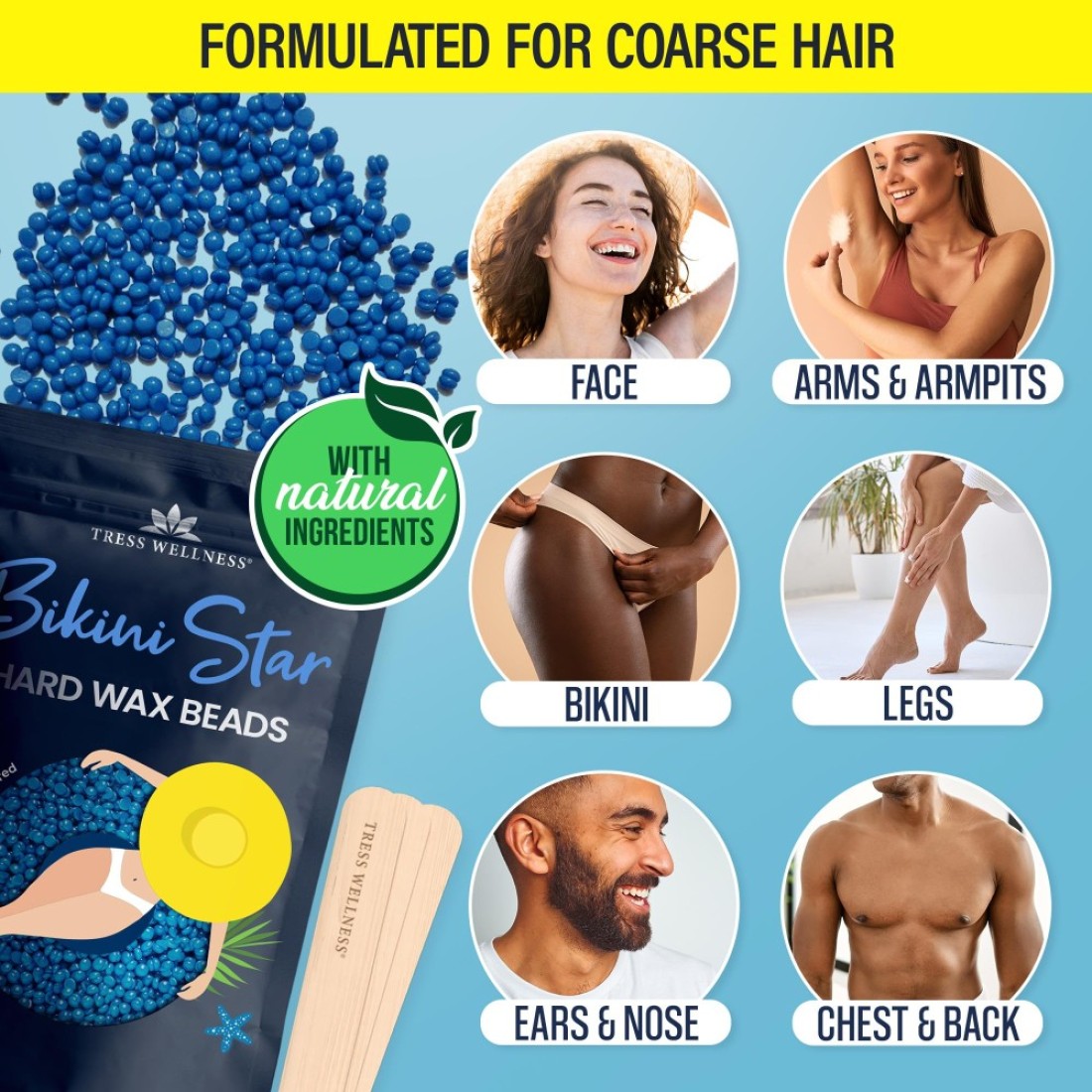 Tress WellnessHard wax beads for hair removal For sensitive skin Bikini Star 12lb