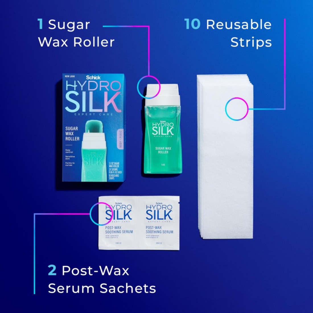 SchickHydro Silk Sugar Wax Roller for Body Pubic Hair Removal Roll On Wax Kit Soft Wax Hair Removal Wax Body Wax Kit Bikini Line Hair Removal