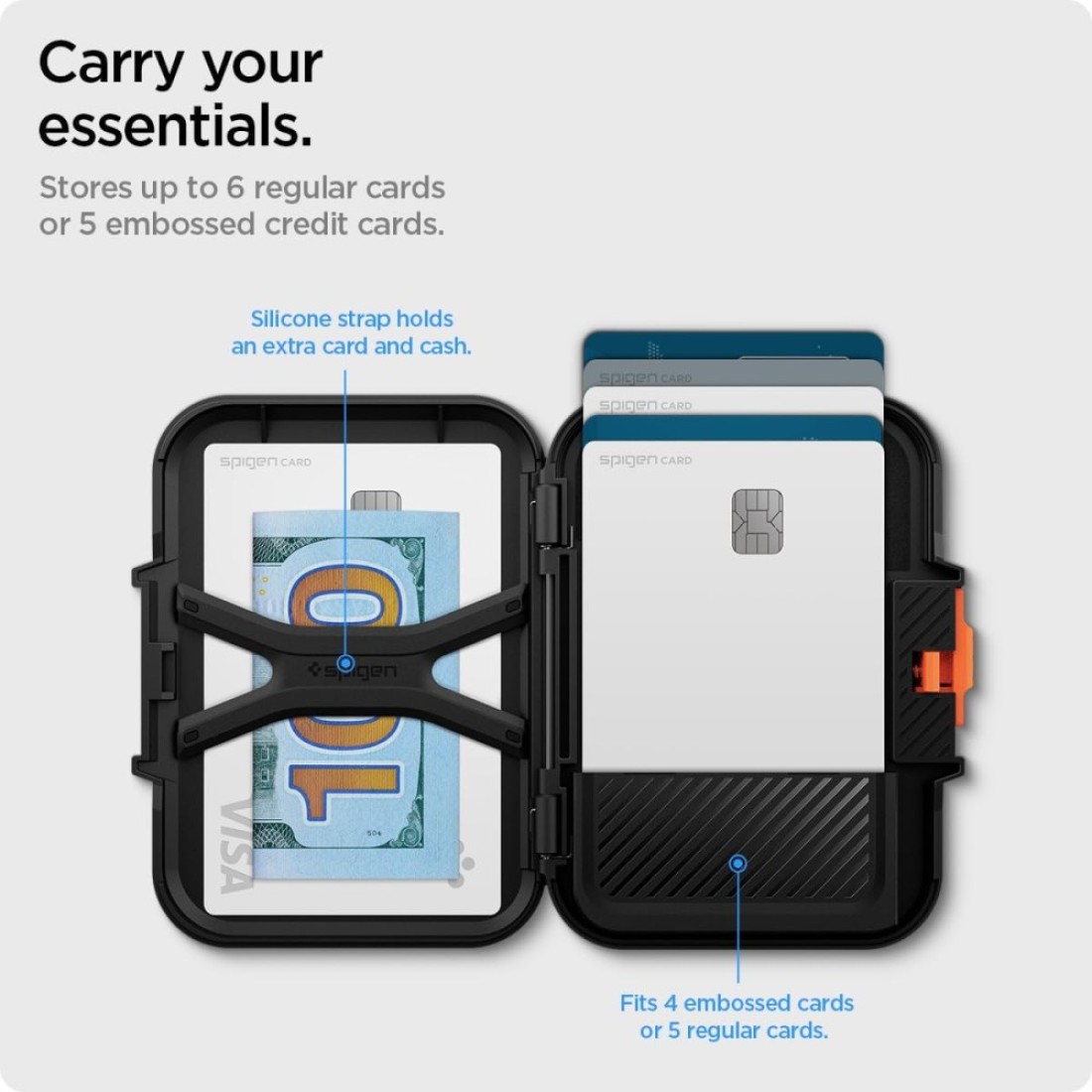 Spigen Lock Fit (MagFit) Magnetic Wallet Card Holder [up to 6 Cards] MagSafe Compatible with iPhone 15 Pro Max / 15 Pro / 15 Plus / 15 / iPhone 14/13/12 series - Black