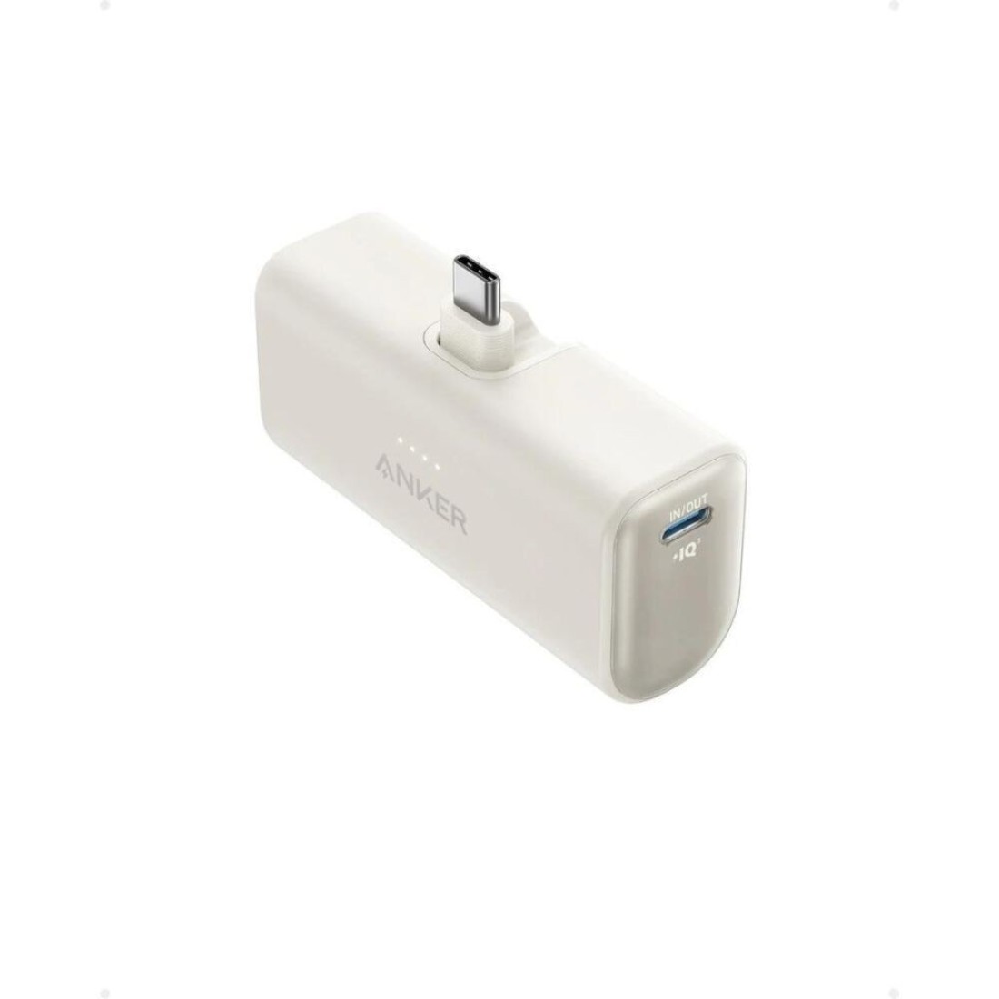 Anker Nano Power Bank with Built-in Foldable USB-C Connector, 5,000mAh Portable Charger 22.5W, for iPhone, Samsung Series, Huawei, iPad, AirPods, &amp; More , White