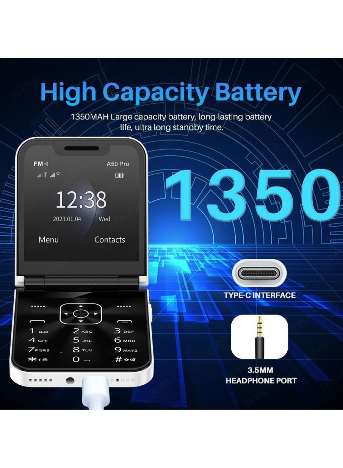 Hope 2.4&quot; Foldable Mobile Phone &ndash; Auto FM Radio, Call Record, Speed Dial, Magic Voice, Dual SIM GSM Unlocked Cellphone &ndash; Compact Backup Phone