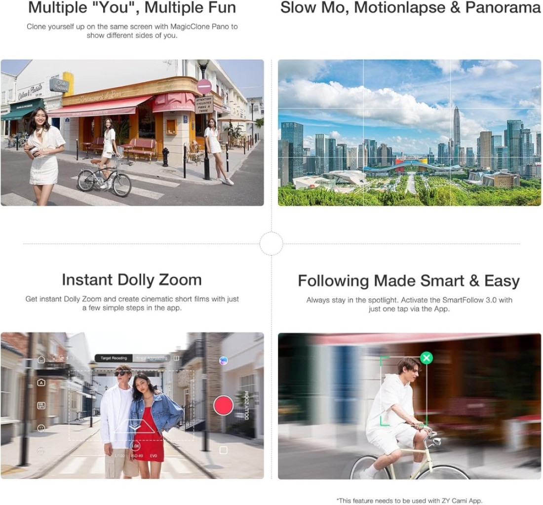 Zhiyun Smooth-Q3 Handheld 3-Axis Smartphone Gimbal Stabilizer Portable Phone Vlog Gimbal Max, 280G Payload Built-In Battery Led Fill Light Supports Gesture Control Ultra Wide Angle Zoom Smartfollow