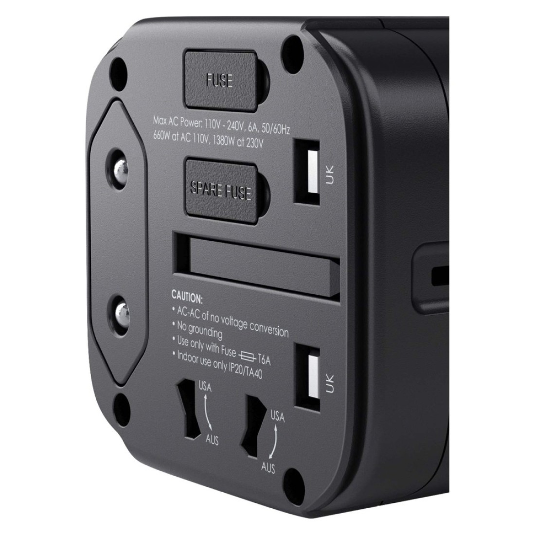 أوكي محول العالمي مع 3 منافذ USB - أسود