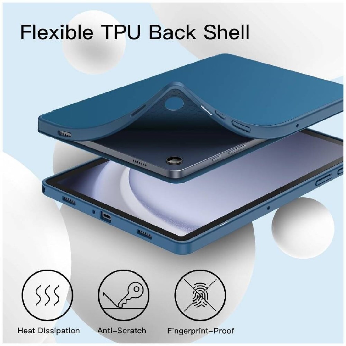 Case For Samsung Galaxy Tab A9+ / A9 Plus 11-Inch 2023, Soft TPU Tri-Fold Stand Protective Tablet Cover, Auto Wake/Sleep Blue