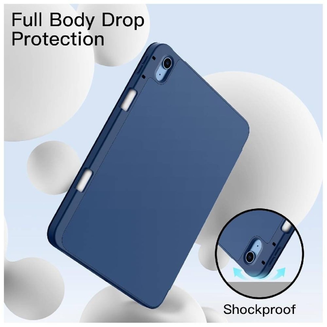 HYX Case For iPad 10 (10.9-Inch, 2022 Model, 10th Generation) with Pencil Holder, Slim Tablet Cover with Soft TPU Back, Auto Wake/Sleep (Blue)