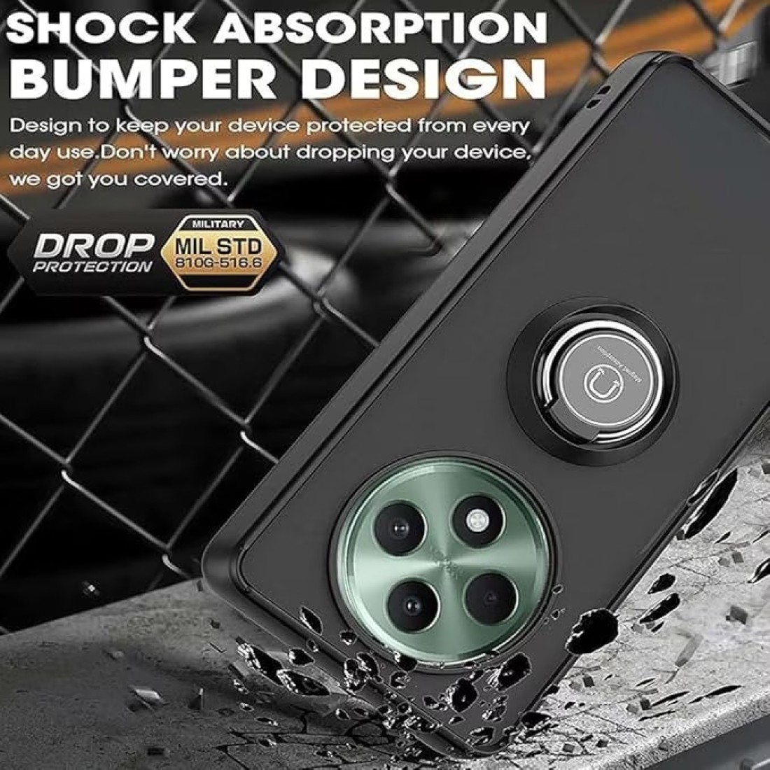 Case for Oppo Reno12 F Case Cover Metal Ring Holder Grip Kickstand Car Magnetic Mount Shockproof Matte Hard Back Bumper Case for Oppo Reno 12F (Green)