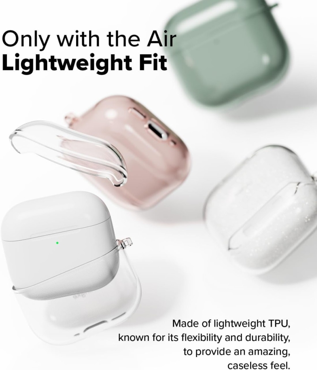 Ringke - AirPods 4 Case , Air Series Lightweight Flexible Anti-Scratch Perfect Fit TPU Cover for Women- Glittler Clear