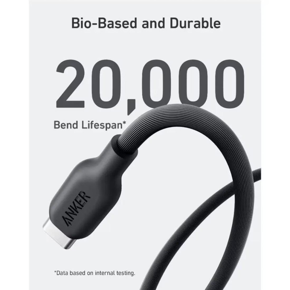 أنكر بايو-بيسد كابل USB-C إلى USB-C لمزامنة البيانات والشحن - أسود 3 قدم
