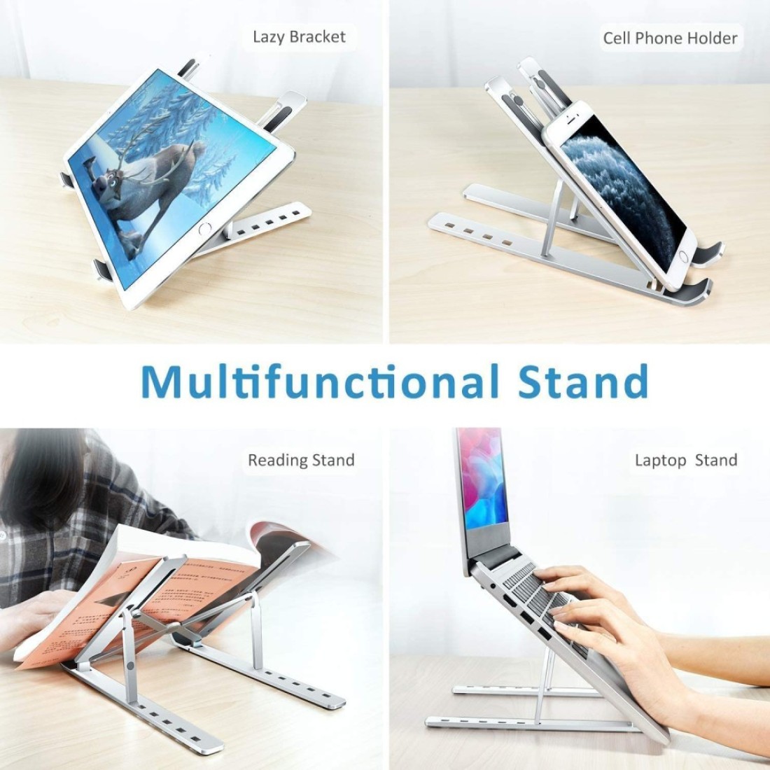 Generic Laptop Stand, Adjustable Portable Laptop Holder For Desk, Aluminum Ventilated Notebook Riser For Macbook Air Pro, Dell Xps, More 10-15.6 Inches Pc Computer, Tablet, Ipad