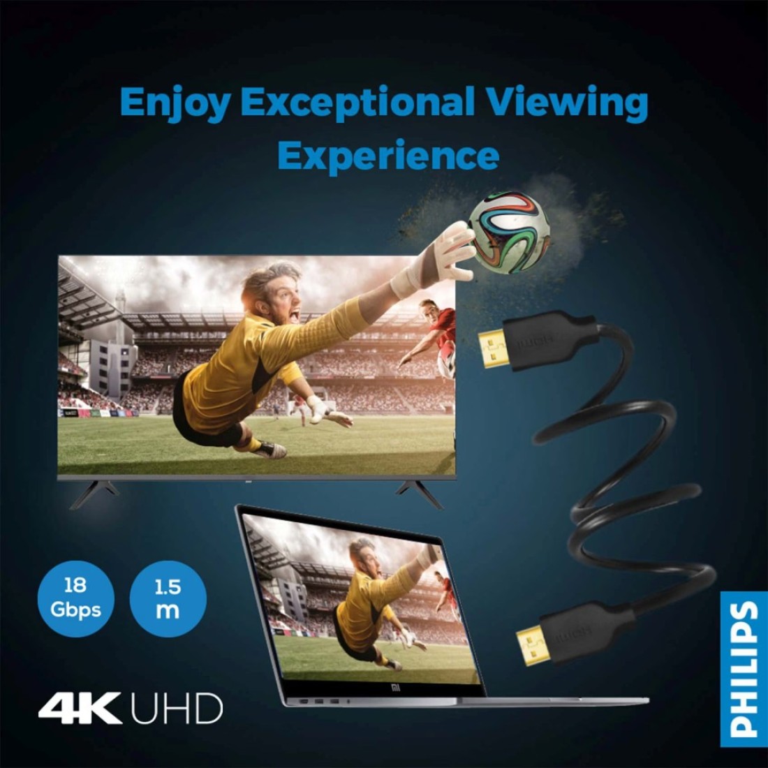 فيليبس كابل HDMI مع إيثرنت SWV5510 بطول 1.5 متر أسود