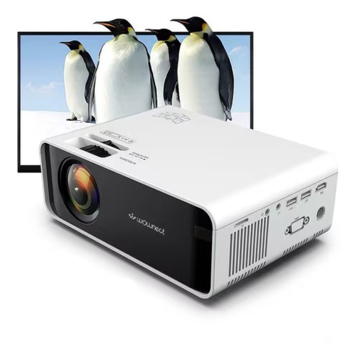 Wownect W80 Standard Mini Home Entertainment Cinema LED Projector With 1200 Lumens And Built-In Speakers
