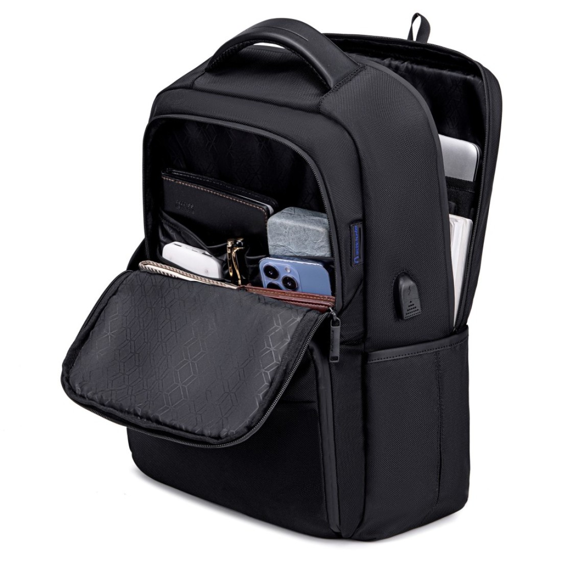 Arctic Hunter Durable Casual Daypack Water Resistant 23 L Computer Bag with Luggage Carry Strap Built in USB port and Anti-Theft pockets for Men and Women B00113C Black
