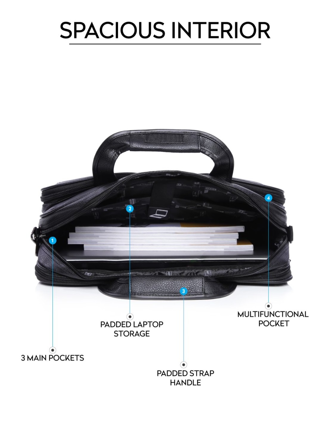 PARA JOHN Secure Business Professional Multi-Purpose Travel Laptop Bag with Hideaway Handles, Cross Shoulder Strap, Protective Padding / Office Bag, Macbook Bag