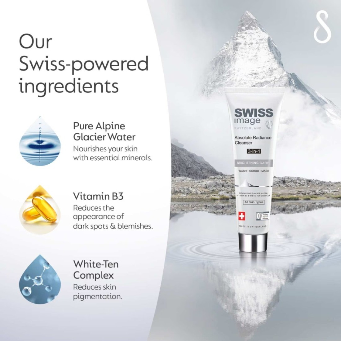 Swiss Image Absolute Radiance Whitening 3 in 1 Face WashاScrub &amp; Mask 100ml