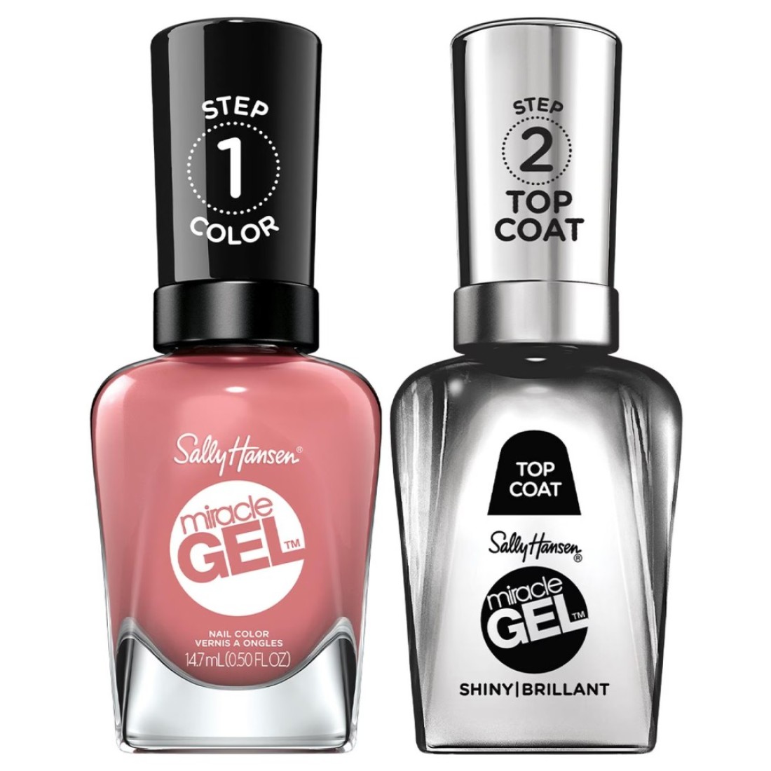 Sally Hansen Miracle Gel Nail Colour Mauve - olous and Miracle Gel Top Coat 14.7ml+14.7ml

