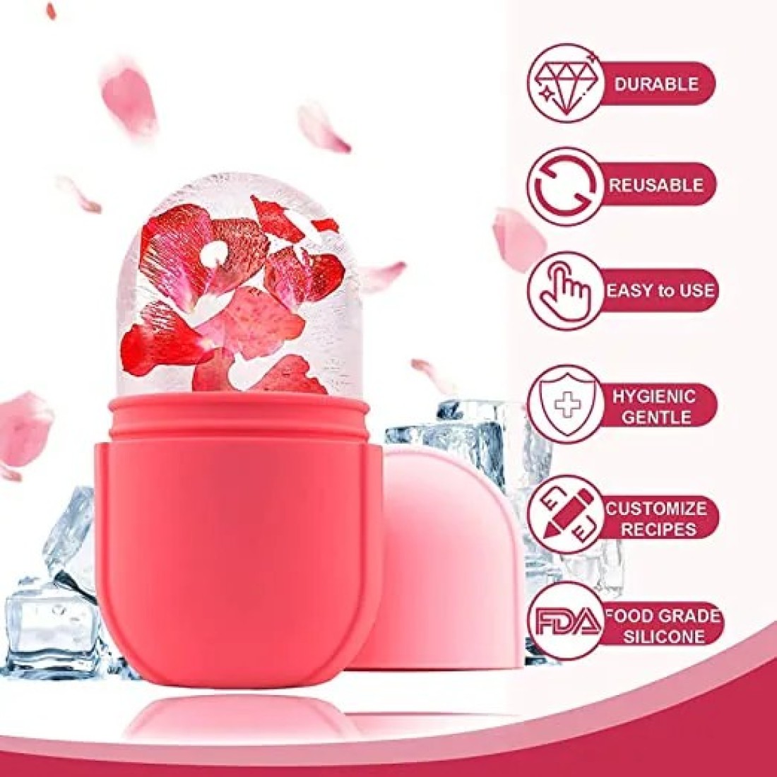 Ice Roller for Face and Body, Ice Mold for Facial Beauty, Tighten &amp; Tone Skin &amp; De-Puff Eye,Remove Fine Lines,Reusable Face and Eyes Massage, Ice Mold Tool for Face Beauty Gift for Women (mix colour)