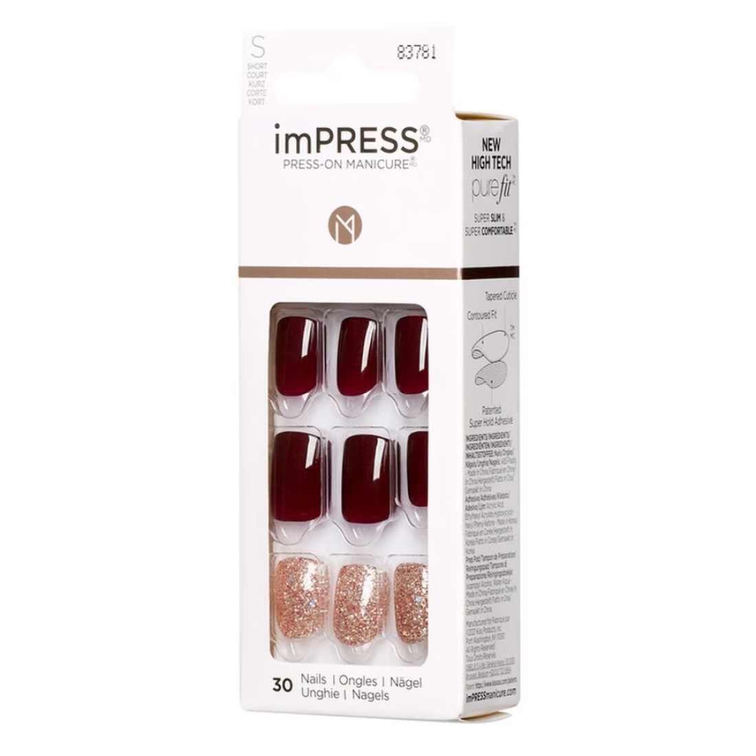 Kiss Impress Press-On Manicure False Nails 83781 Short No Other 30 PCS