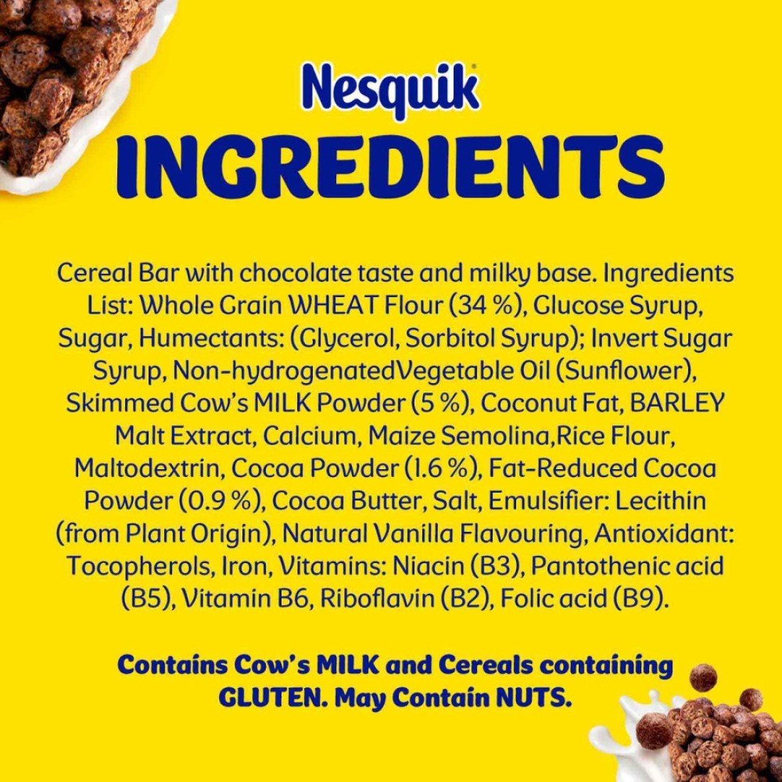 Nesquik Chocolate Breakfast Cereal Bar, 25g Pack of 24