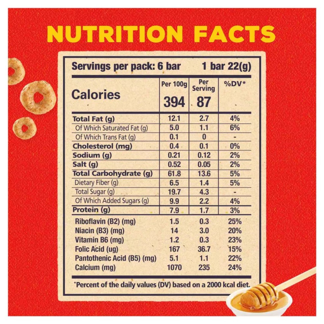 Nestle Cheerios Breakfast Honey Cereal Bars, 22g, Pack of 6