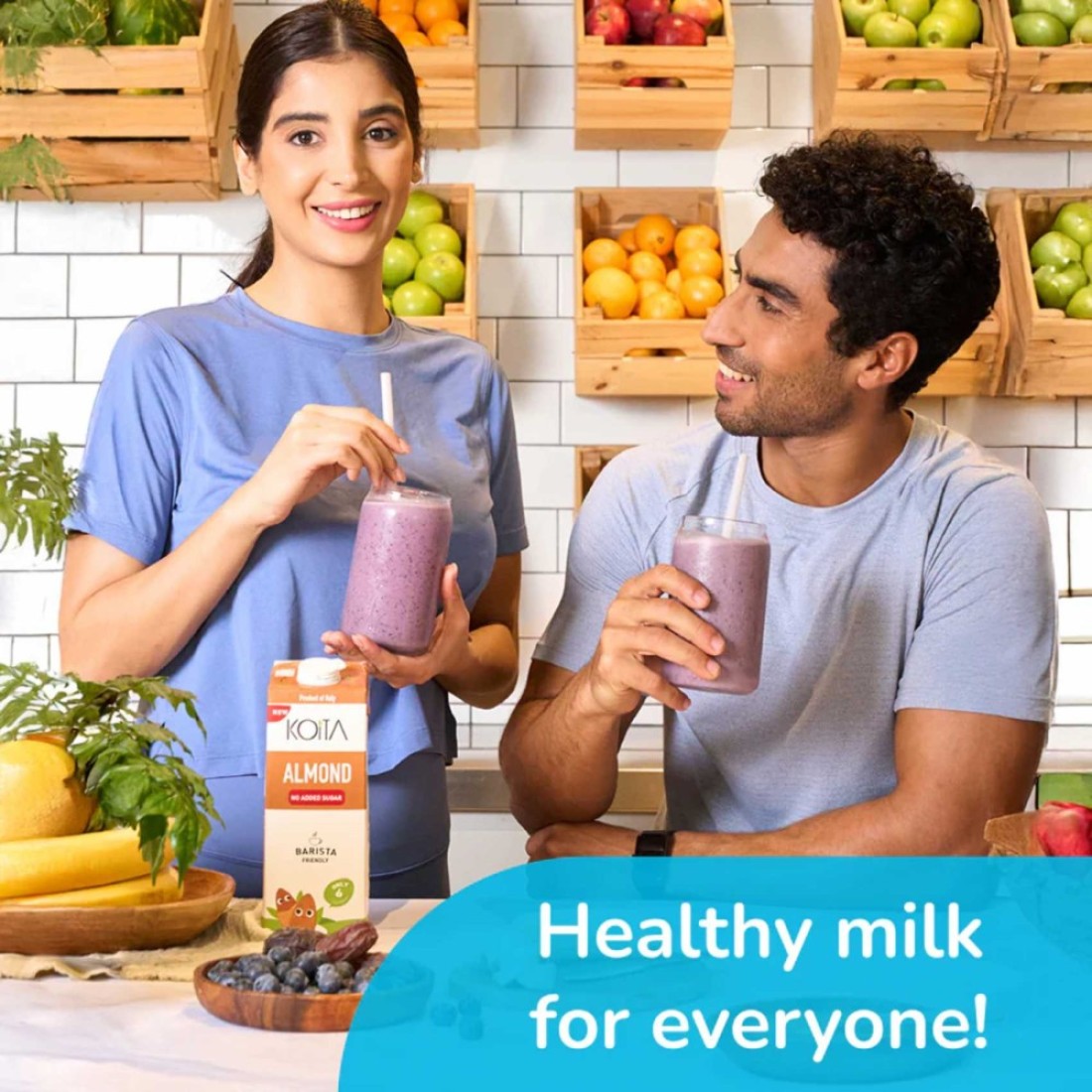 Koita Almond No Added Sugar Milk 100% Plant-Based Dairy &amp; Lactose Free 1L