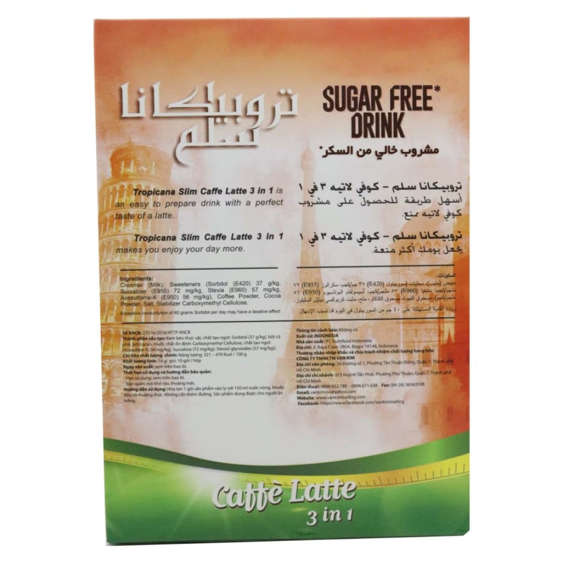 Tropicana Slim Sugar-Free Drink Caffe Latte With Stevia 10 Sachets
