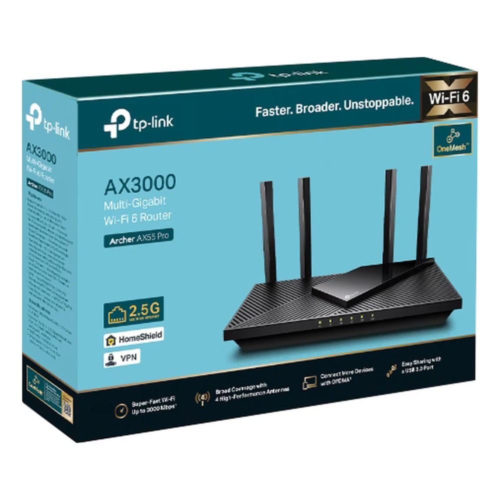 تي بي لينك آرتشر AX55 برو بمنافد غيغابايت AX3000 جهاز توجيه مزدوج النطاق