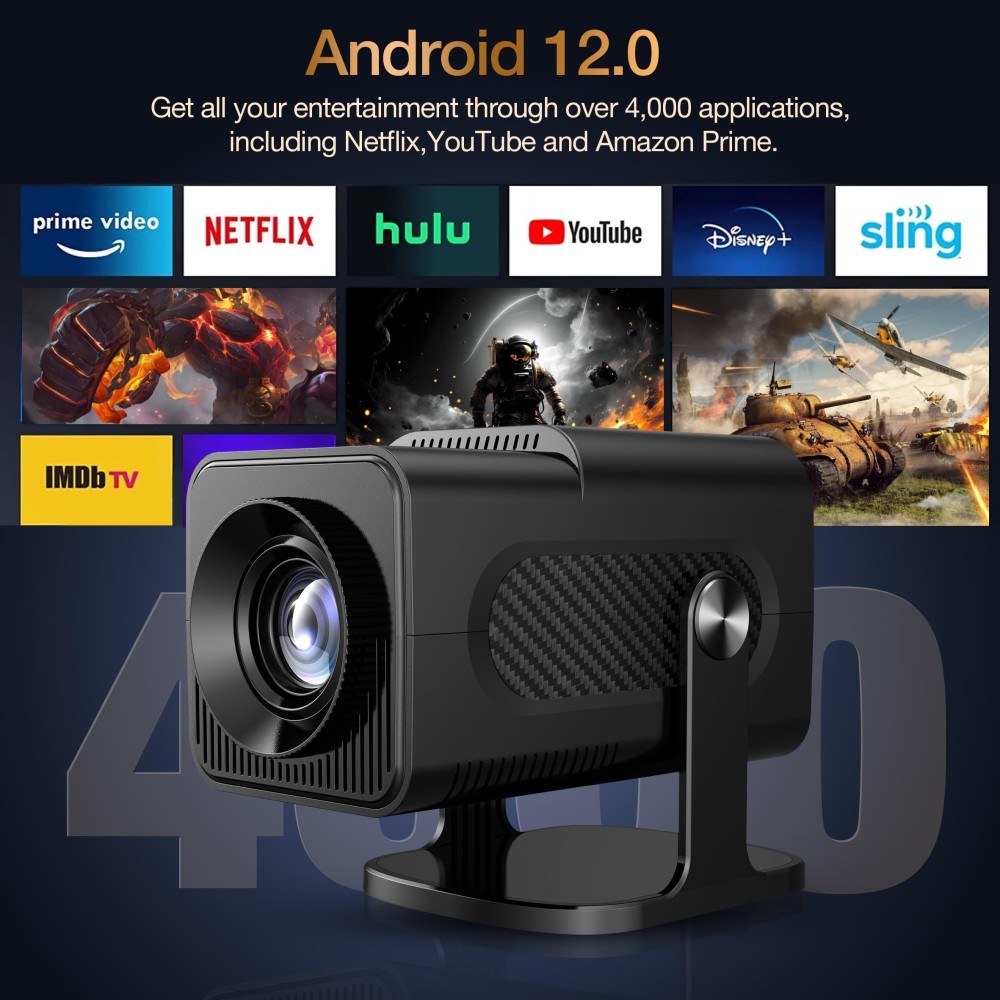 واونكت جهاز عرض محمول صغير Andorid HY320 مع وحدة تحكم ألعاب 2 في 1 جهاز عرض ألعاب 1080P ذكي فل اتش دي 4 كيه يدعم جهاز عرض الفيديو
