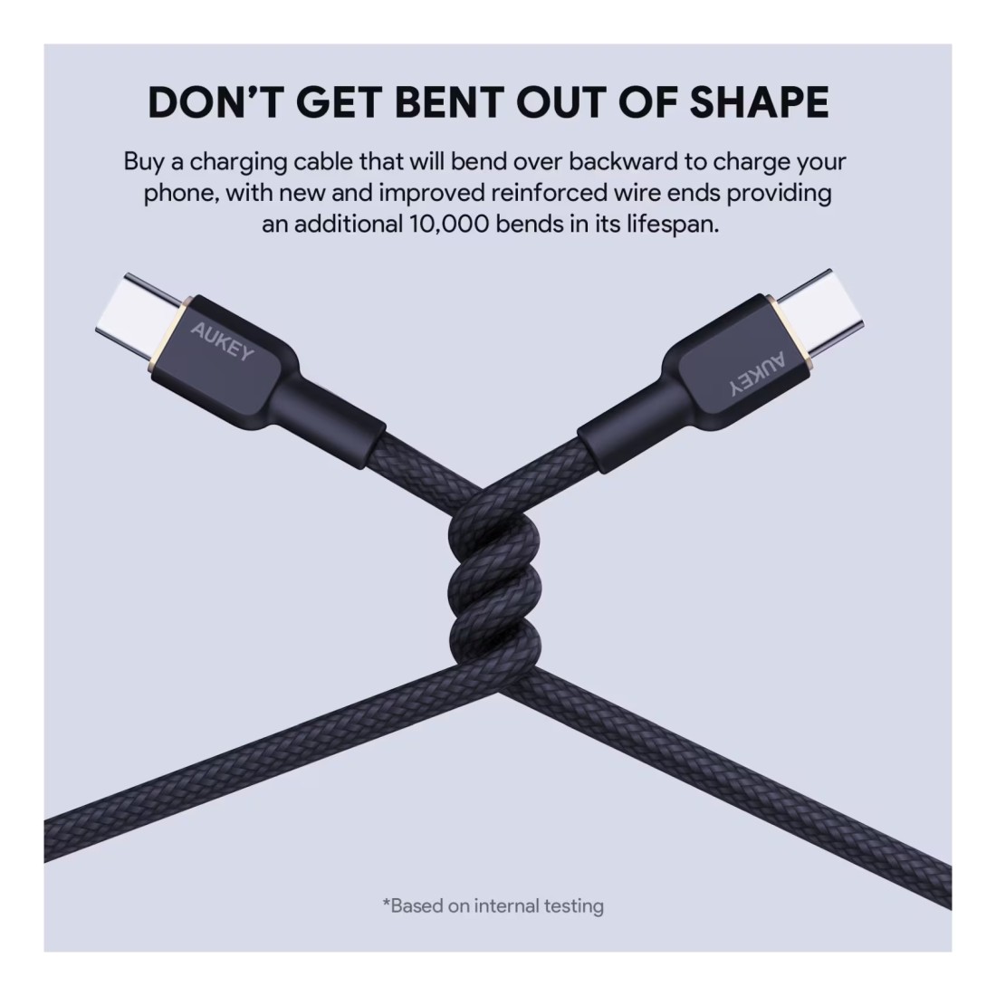 Aukey Circlet CC Nylon Braided USB-C To USB-C Data Sync And Charging Cable Black 1m 60W
