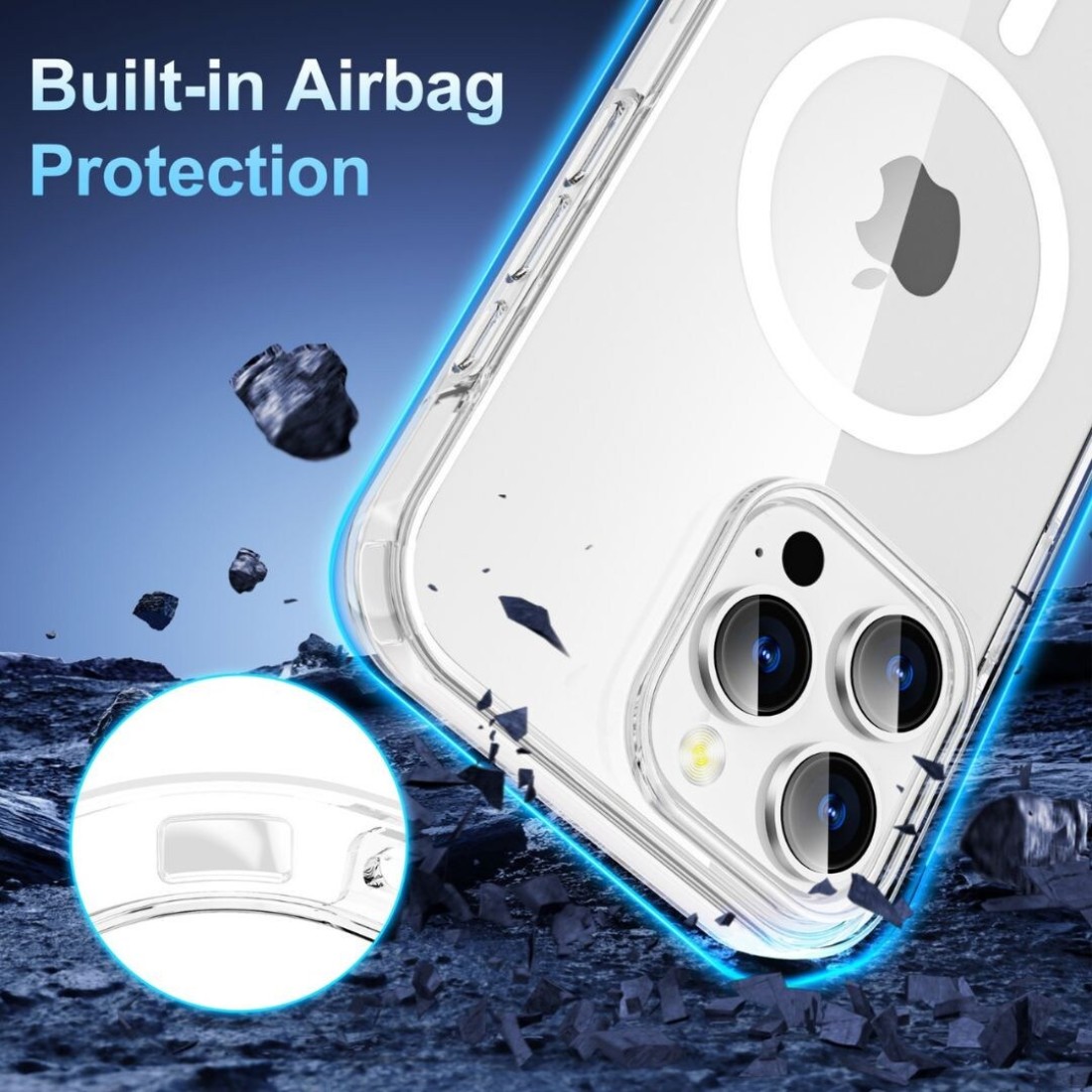 iPhone 16 Pro Clear MagSafe Case, Military-Grade Protection iPhone16 Pro Max Slim Shockproof Strong-Magnet Protective Phone Case, Anti Scratch &amp; Anti Fingerprint Without Lens Frame,Anti Yellowing