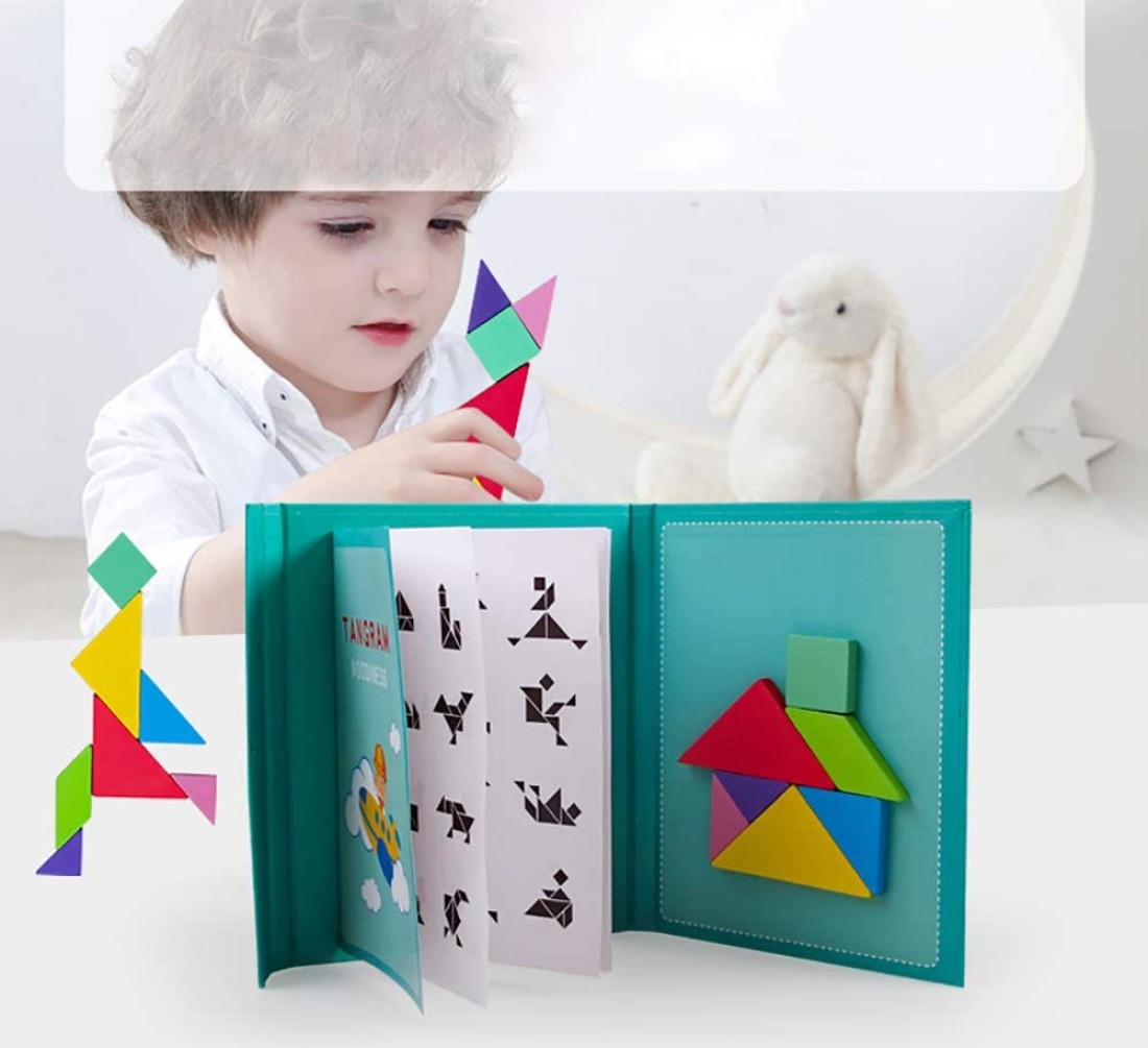 Aiwanto Travel Game Magnetic Puzzle With 7 Simple Colorful Shapes&amp; Educational Toy Dissection Games With Solution Gift For Kid Adult Challenge
