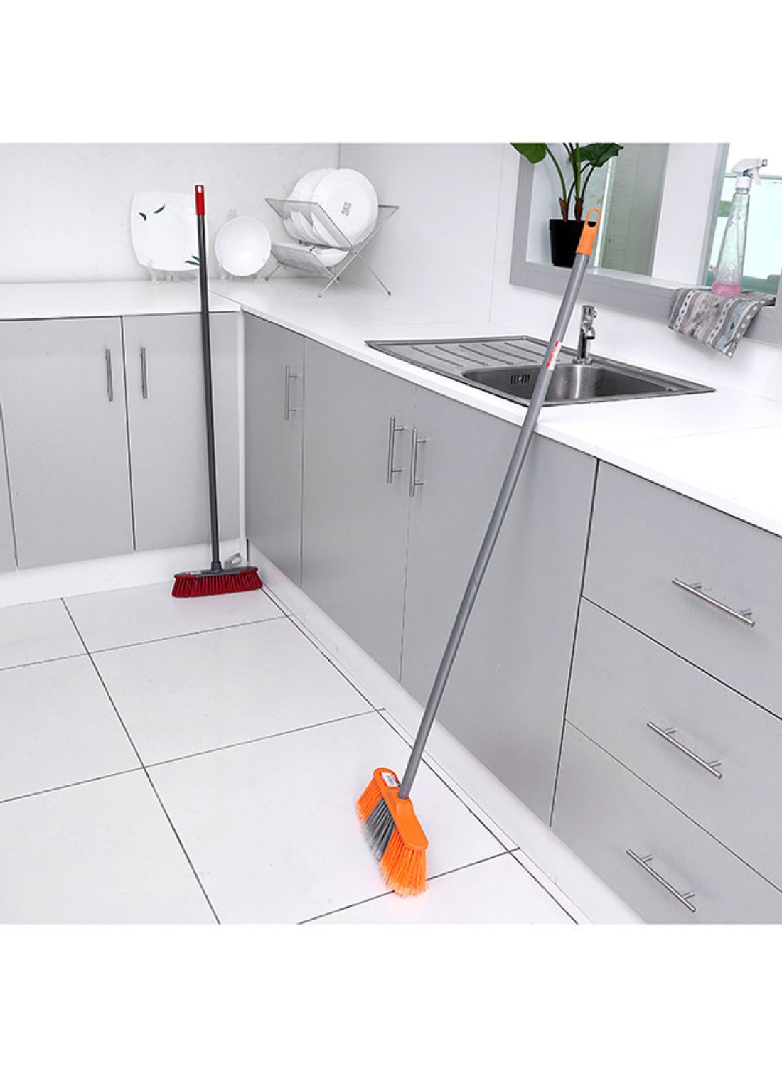 Delcasa Broom With Handle Orange/Green One size