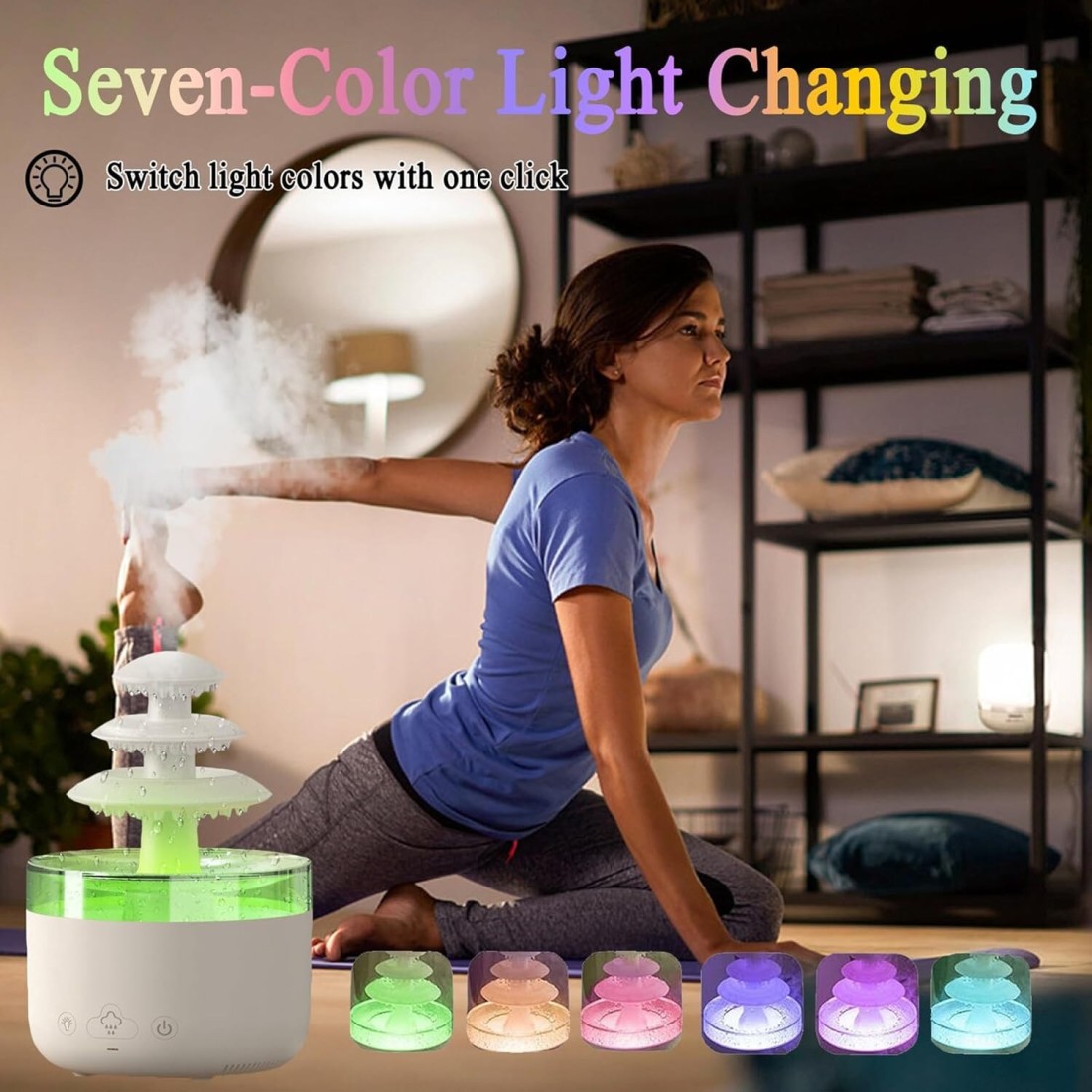 Rain Cloud Humidifier Water Drip - 2-in-1 Essential Oil Diffuser with 7 LED Colors, Mushroom Cloud Diffuser, 500ml Ultrasonic Cool Mist Humidifier for Sleep