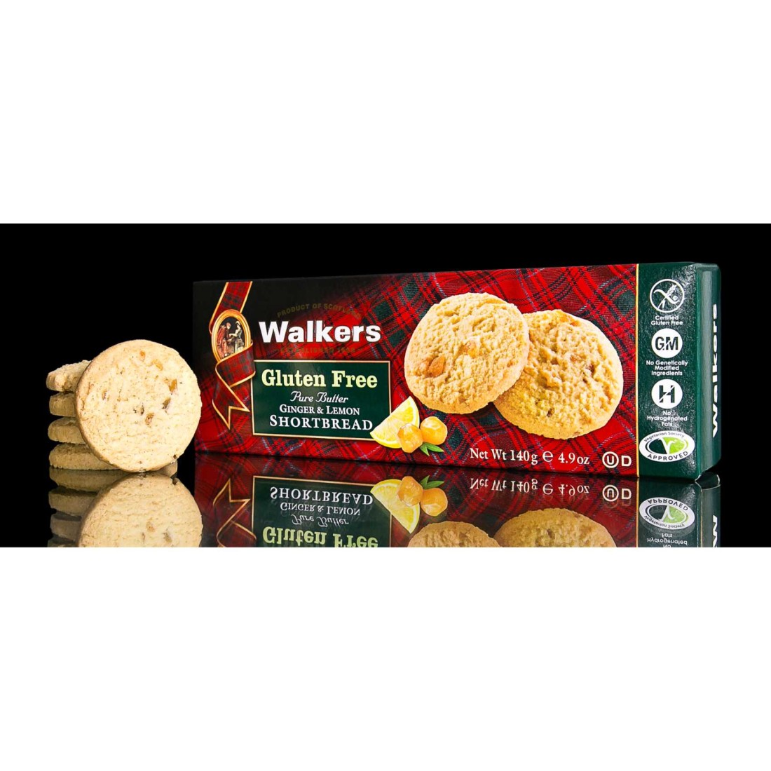 Walker&#39;s Gluten Free Pure Butter Ginger and Lemon Shortbread Biscuits, 180g
