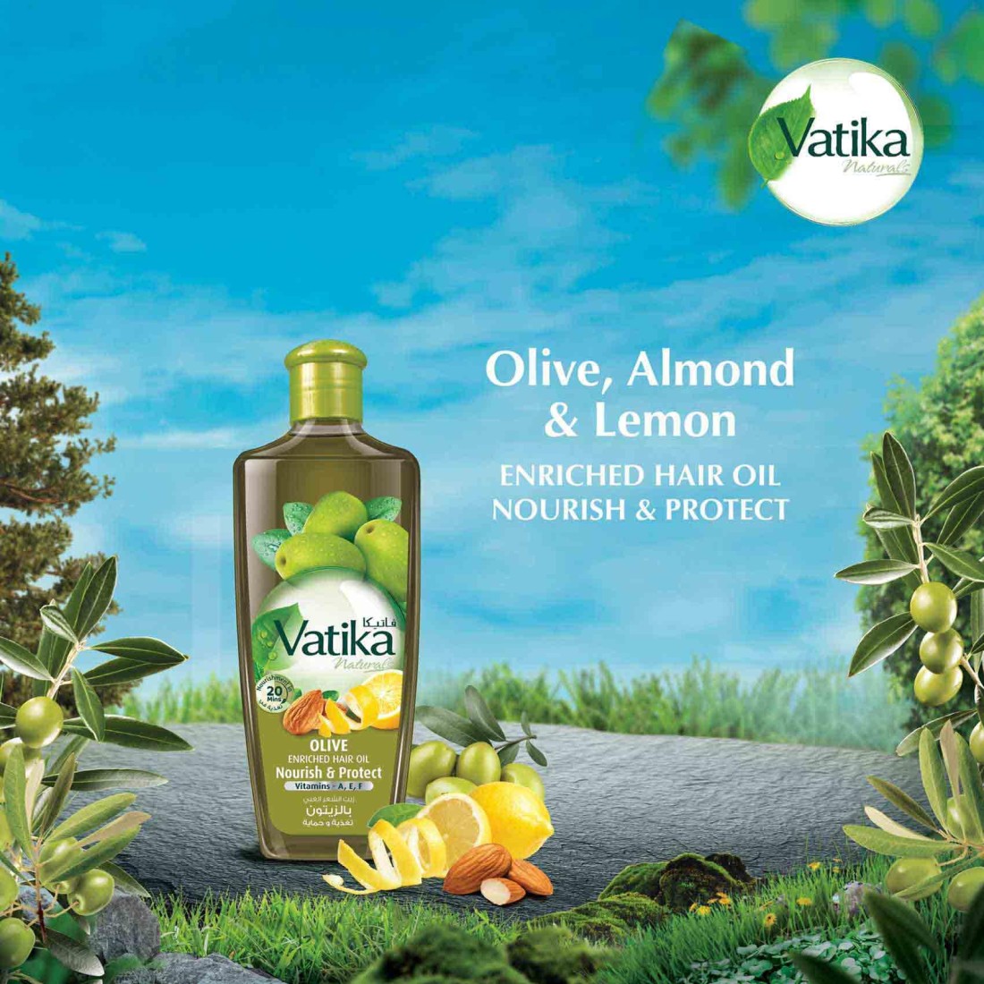 Dabur Vatika Naturals Olive Enriched Hair Oil Nourish And Protect Green 200ml