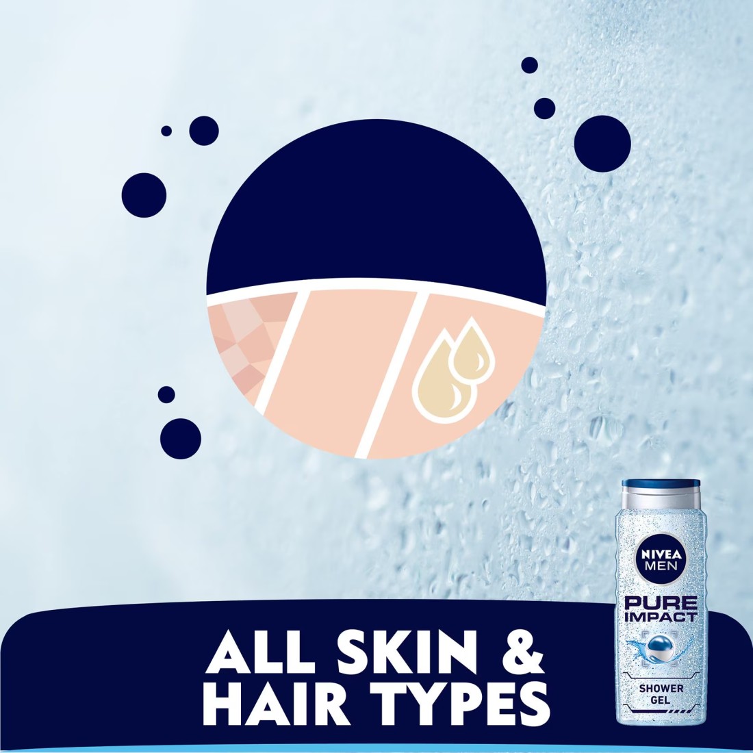 NIVEA MEN 3in1 Shower Gel Body Wash Pure Impact Fresh Scent 500ml