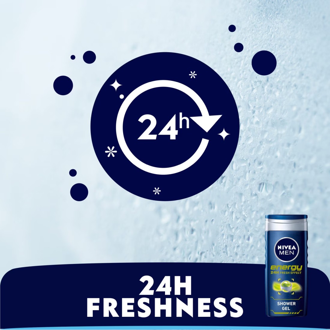 NIVEA MEN 3in1 Shower Gel Body Wash Energy 24h Fresh Masculine Scent 250ml