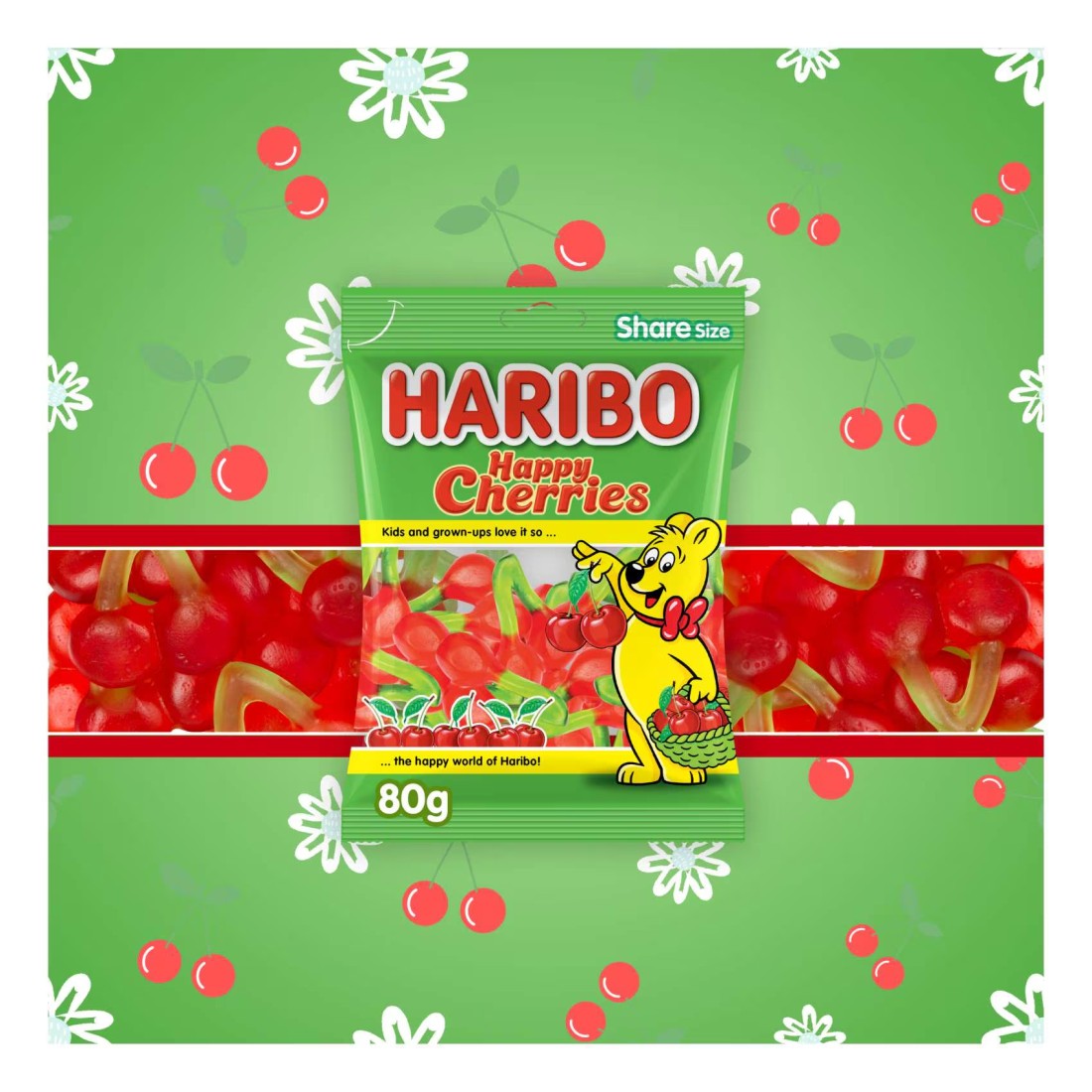 هاريبو هابي حلوى بالكرز، 80 غرام