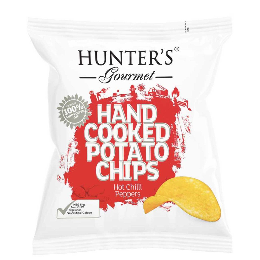 Hunter&#39;s Gourmet Hot Chili Peppers Hand Cooked Potato Chips, 40g