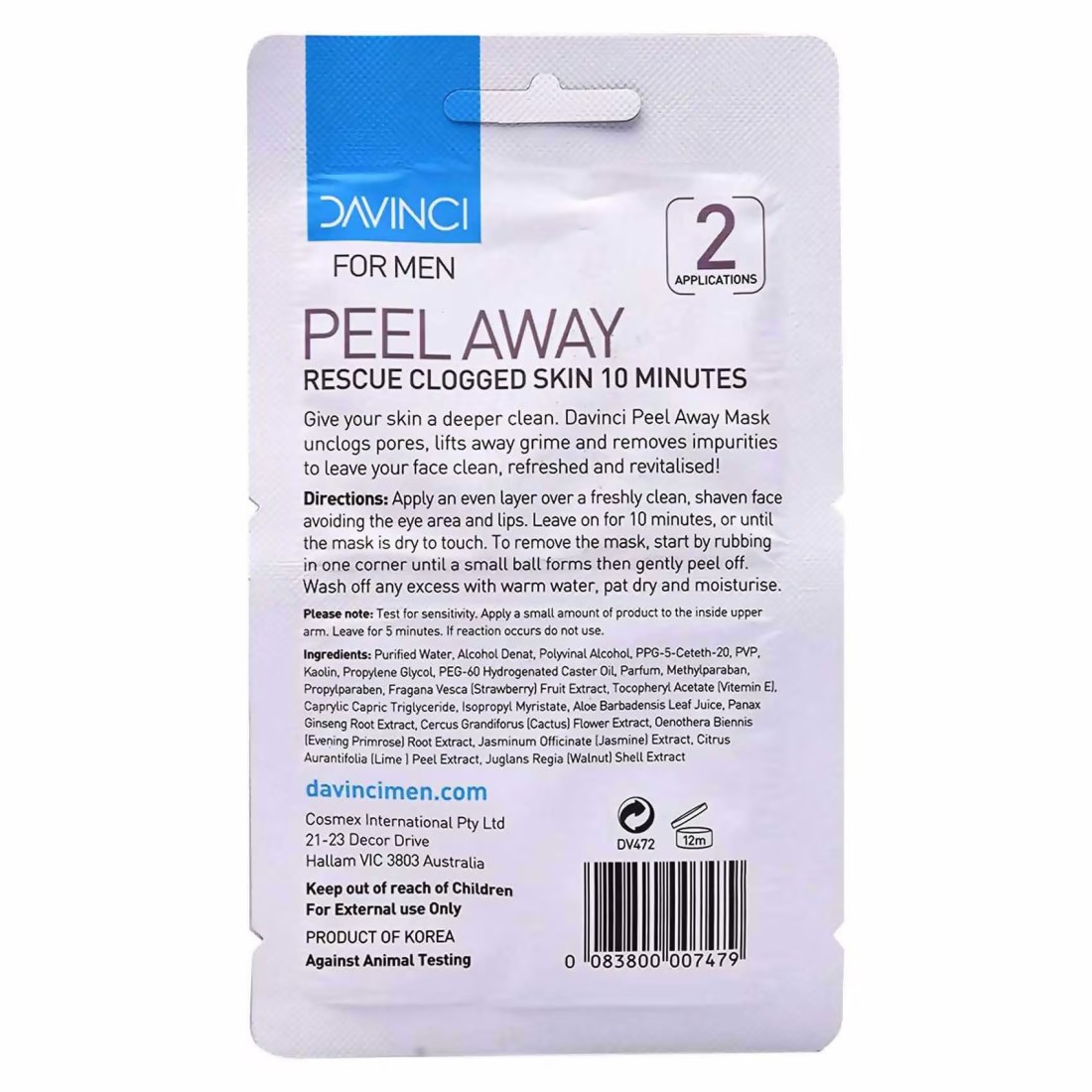 Davinci Peel Away Mask White 20ml