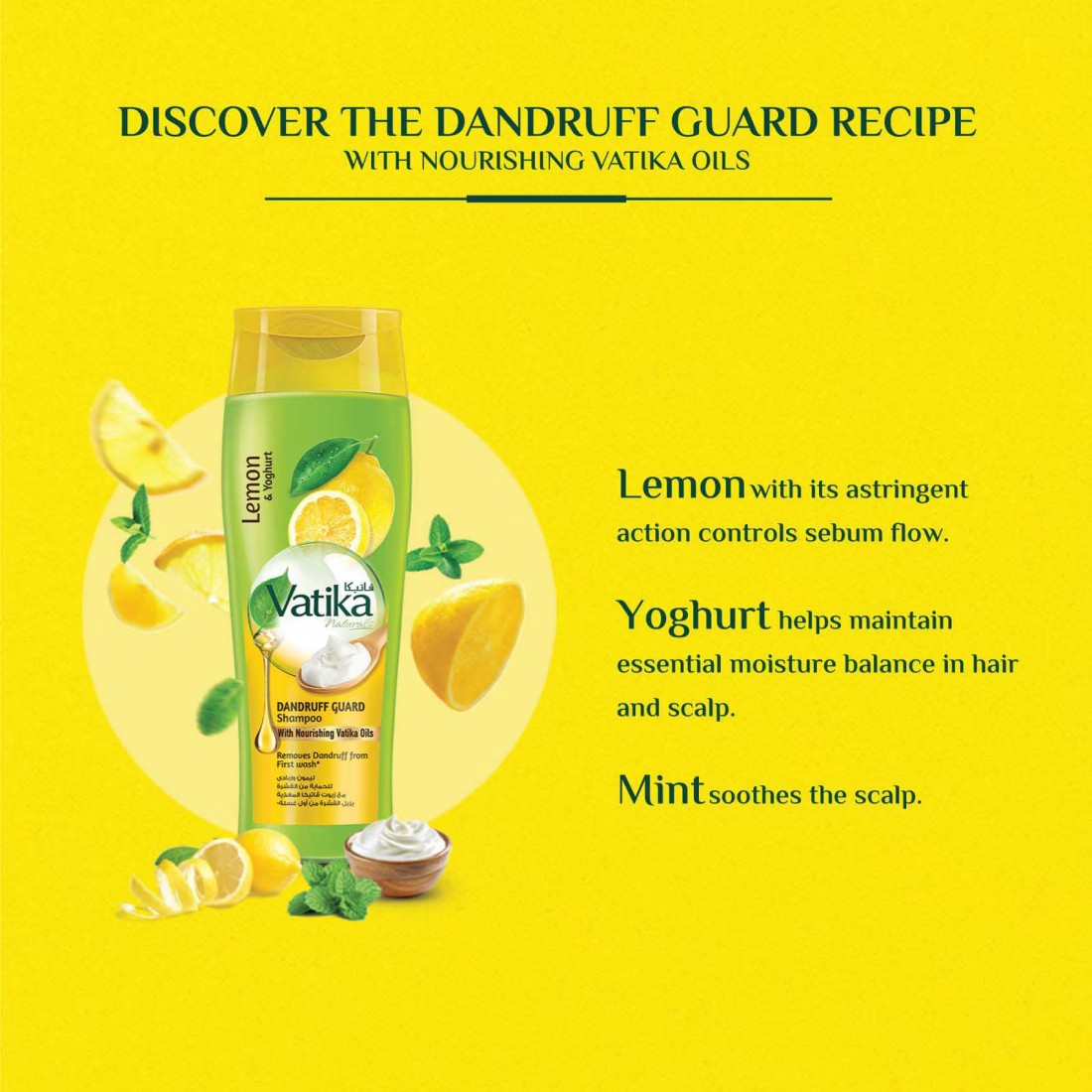 Vatika Lemon And Yoghurt Dandruff Guard Shampoo Green 200ml