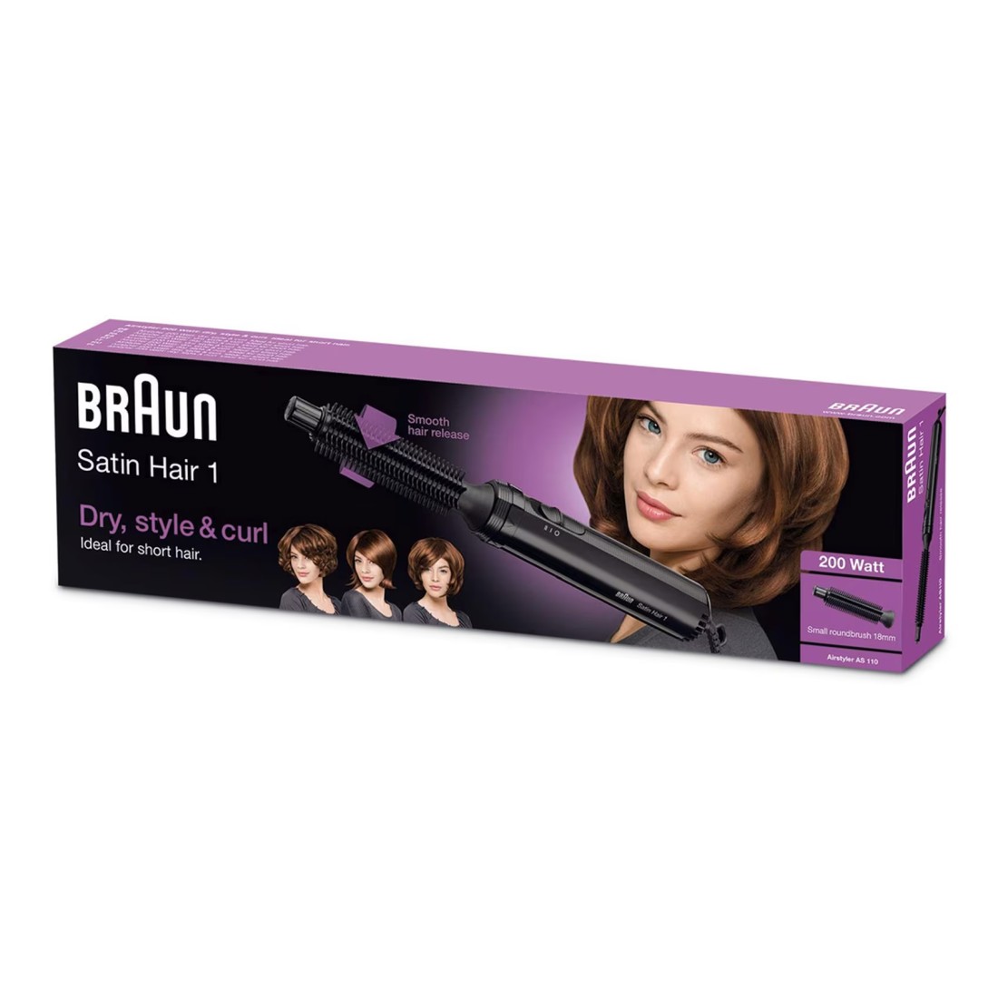 Braun Satin Hair 1 Airstyler AS 110 Big &amp; Small BrushVolumizer 400 Watt Dry &amp; Style 2 Temperature Settings