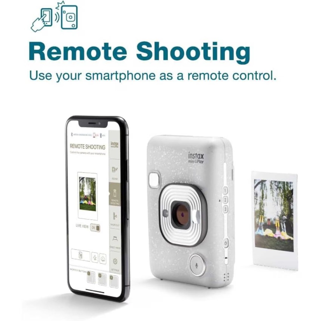 Fujifilm Instax Mini Liplay Hybrid Instant Camera- Stone White