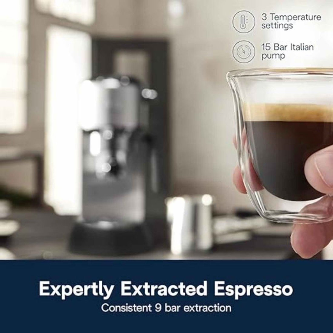 DeLonghi Dedica Arte Espresso Espresso Coffee Maker Machine EC885.M Metal 1.1L