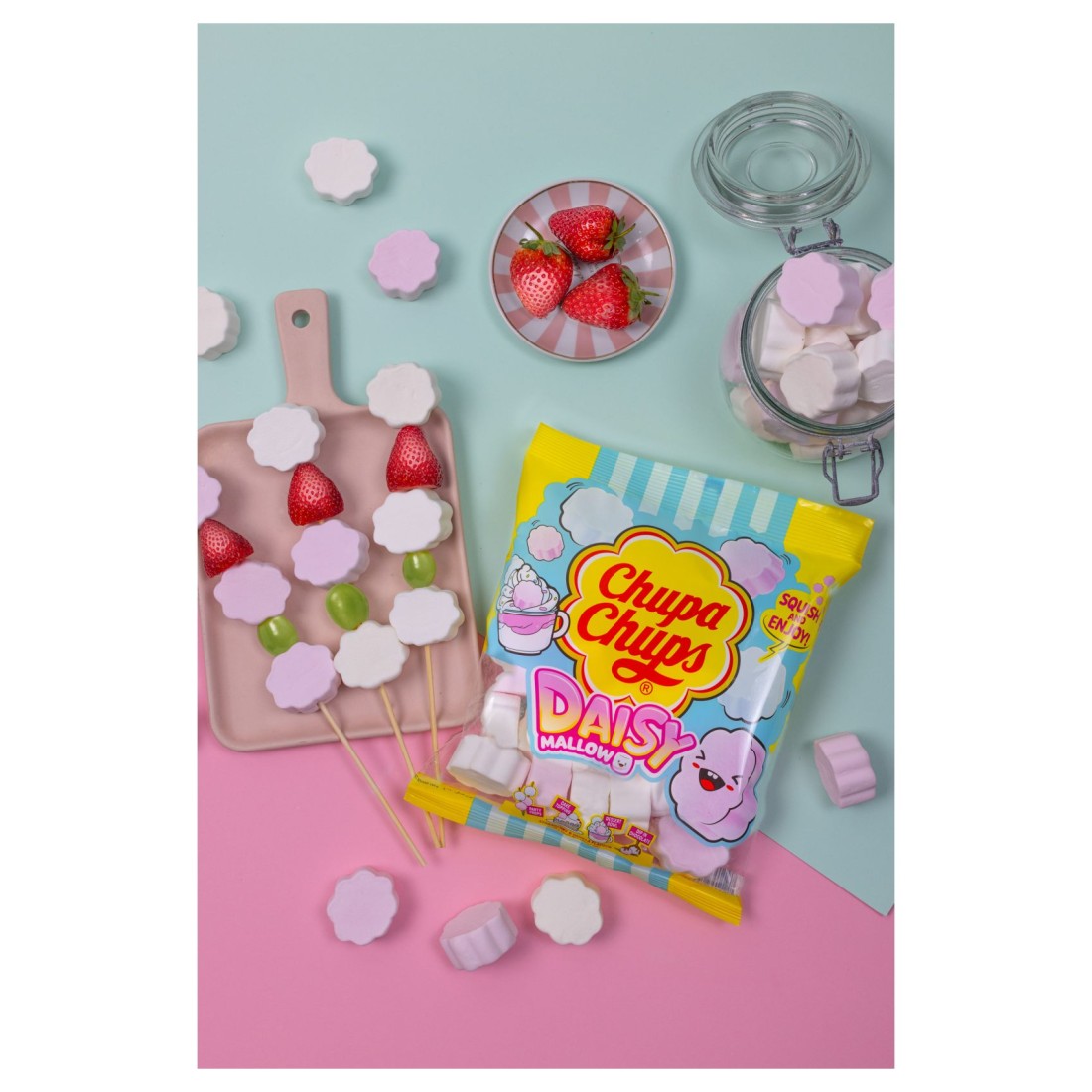 Chupa Chups Strawberry and Vanilla Flavour Daisy Mallow Marshmallow, 280g