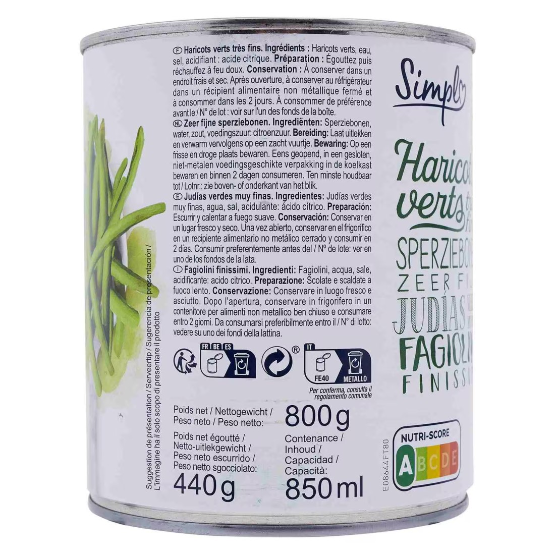 Simply Extra Thin Beans 850ml