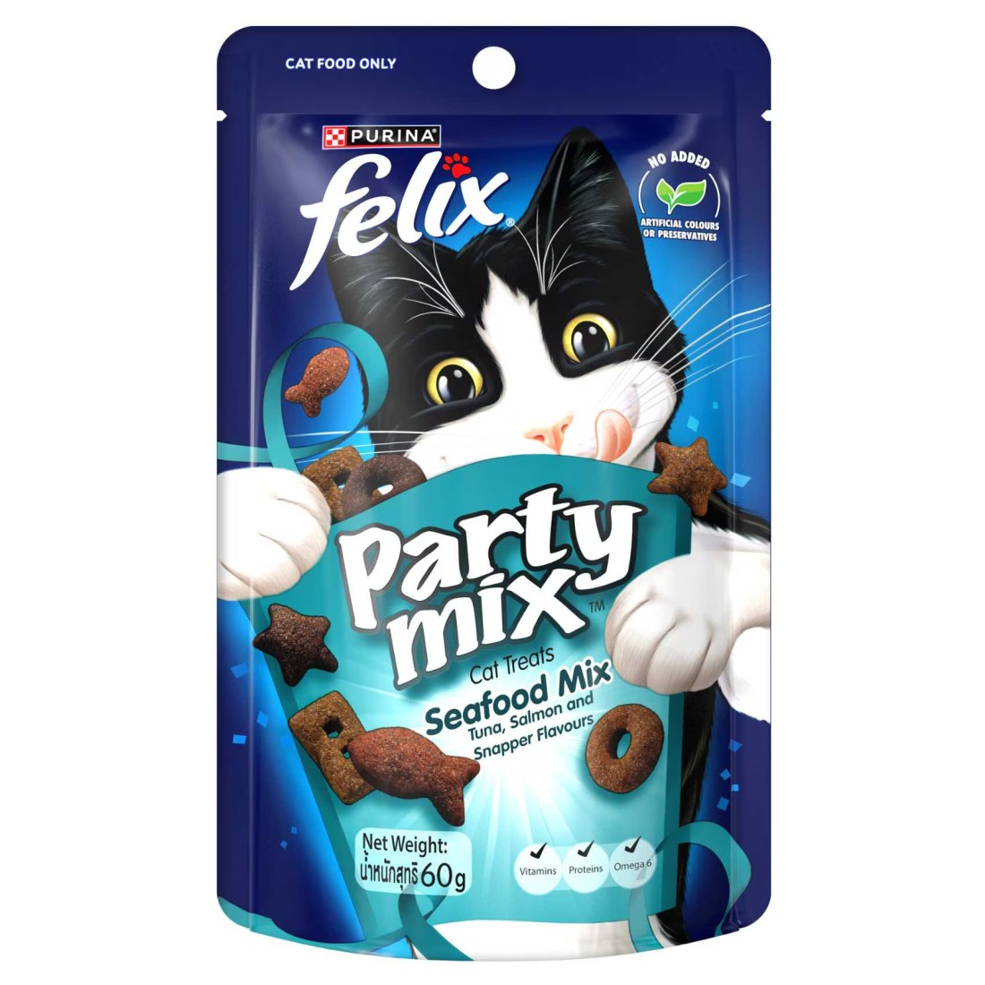 Purina Felix Party Mix Seafood Mix Dry Cat Treats, 60g