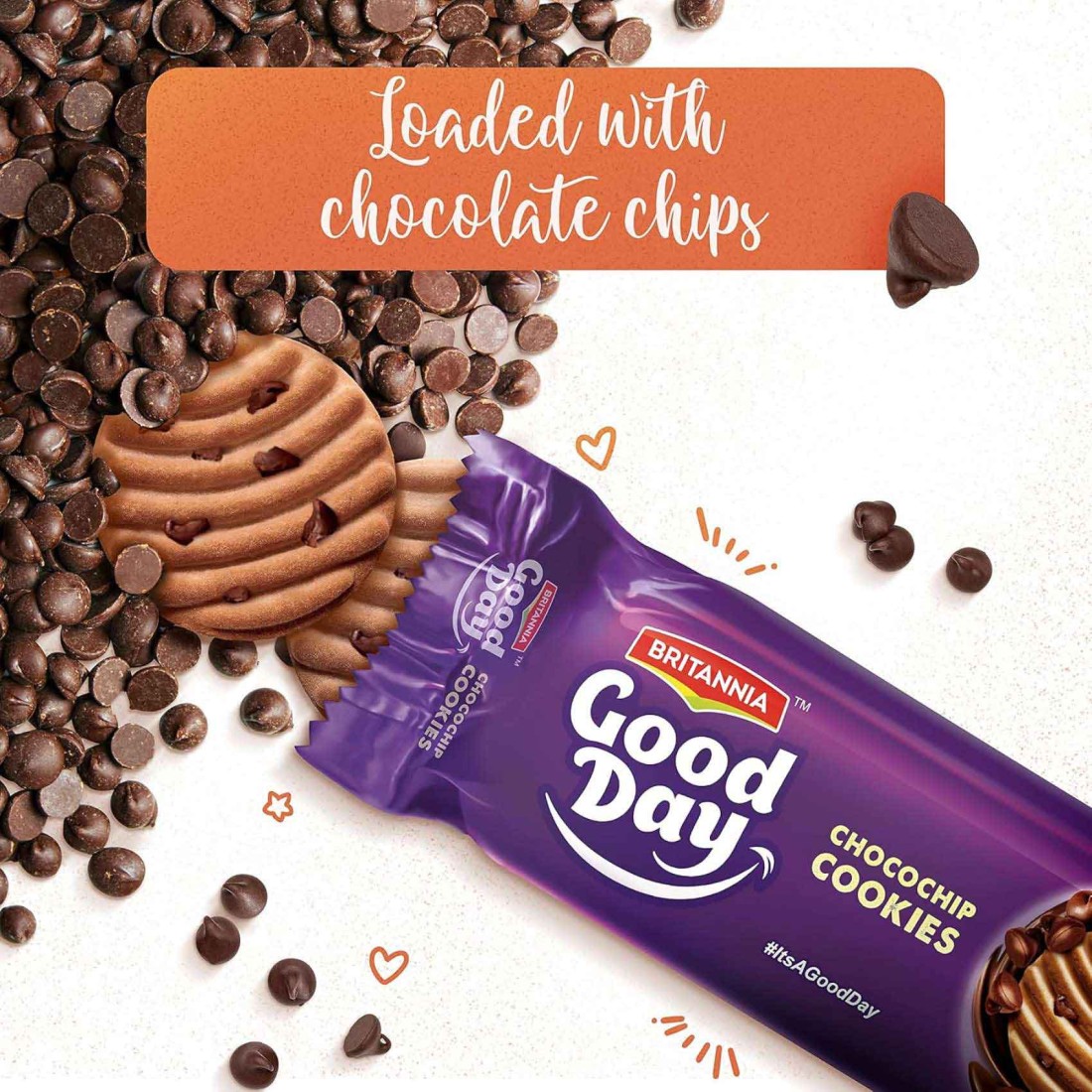 Britannia Good Day Choco Chips Cookies 120g Pack of 6