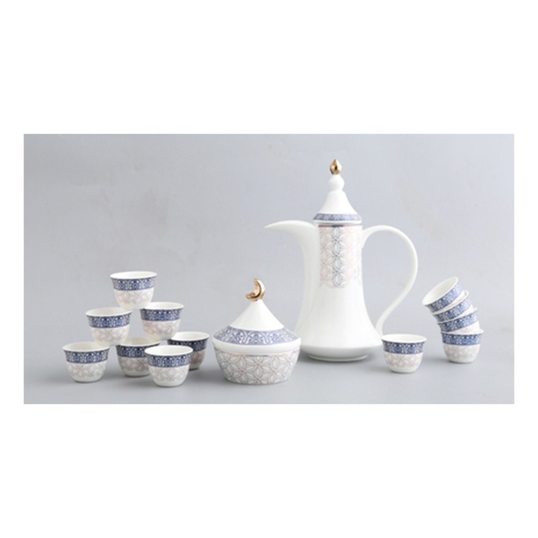 Neoflam Cawa Coffee Cups Set With Dallah And Dates Bowl Assorted 16 PCS