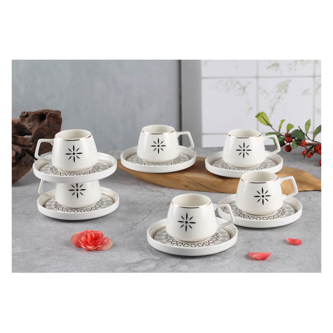 Shallow By S&amp;A Alfi Coffee Cup and Saucer Set 100ml 12 PCS